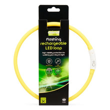 Load image into Gallery viewer, Animal Instincts Flashing Safety Rechargeable LED Loop Large Yellow 65cm
