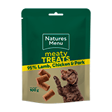 Load image into Gallery viewer, Meaty Treats Lamb, Chicken & Pork 100g