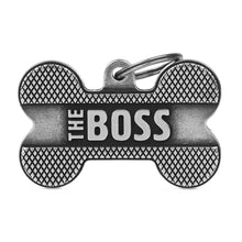 Load image into Gallery viewer, Bronx "The Boss" XL Bone ID Tag in Antique Silver