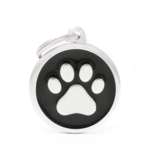 Load image into Gallery viewer, Classic Big Black Circle with Paw ID Tag