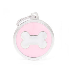 Load image into Gallery viewer, Classic Big Pink Circle with Bone ID Tag
