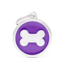 Load image into Gallery viewer, Classic Big Purple Circle with Bone ID Tag