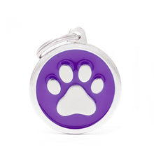 Load image into Gallery viewer, Classic Big Purple Circle with Paw ID Tag