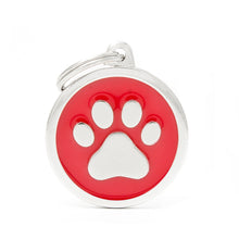 Load image into Gallery viewer, Classic Big Red Circle with Paw ID Tag