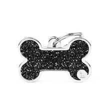 Load image into Gallery viewer, Shine Big Black Glitter Bone ID Tag