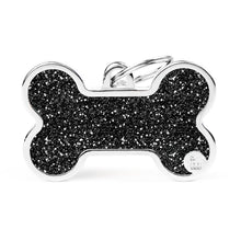 Load image into Gallery viewer, Shine XL Black Glitter Bone ID Tag