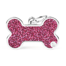 Load image into Gallery viewer, Shine XL Pink Glitter Bone ID Tag