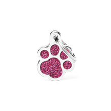 Load image into Gallery viewer, Shine Pink Glitter Paw ID Tag