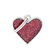 Load image into Gallery viewer, Shine Small Red Glitter Heart ID Tag