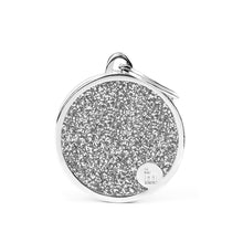 Load image into Gallery viewer, Shine Big Grey Glitter Circle ID Tag