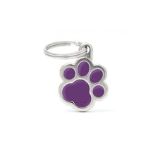 Load image into Gallery viewer, Classic Small Purple Paw ID Tag