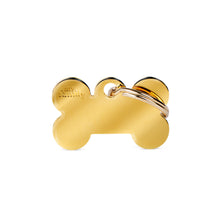 Load image into Gallery viewer, Basic Small Bone ID Tag in Gold-Plated Brass
