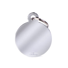 Load image into Gallery viewer, Basic Big Circle ID Tag in Chrome-Plated Brass
