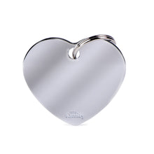 Load image into Gallery viewer, Basic Big Heart ID Tag in Chrome-Plated Brass