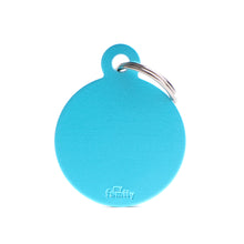 Load image into Gallery viewer, Basic Big Aluminum Light Blue Circle ID Tag