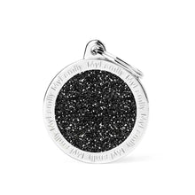 Load image into Gallery viewer, Shine Big Black Glitter Circle ID Tag