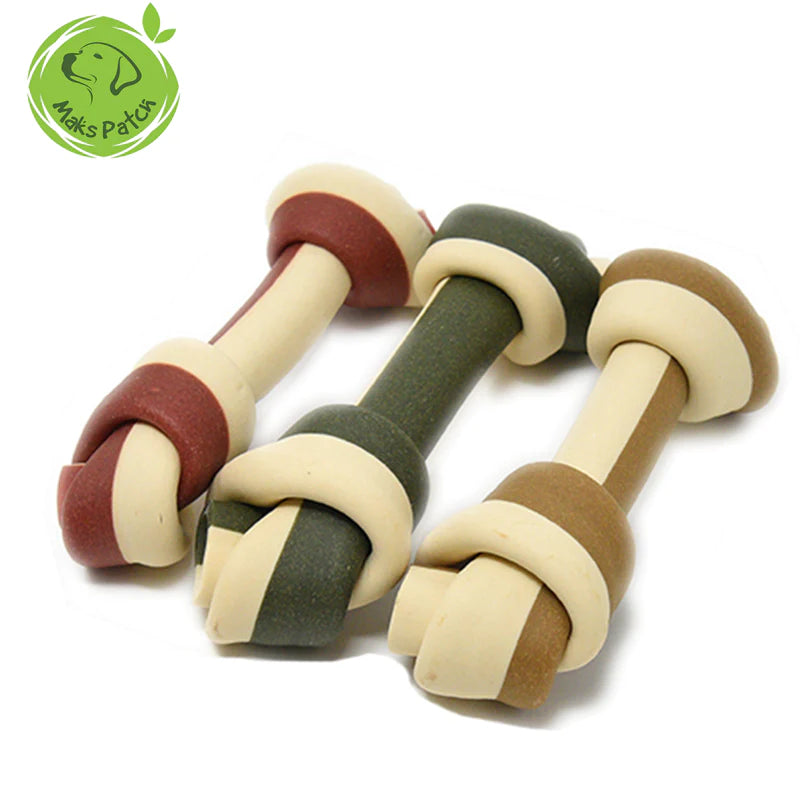 Maks Patch Veggie Knotted Bones - Mixed Flavours Dog Treats. 2 sizes
