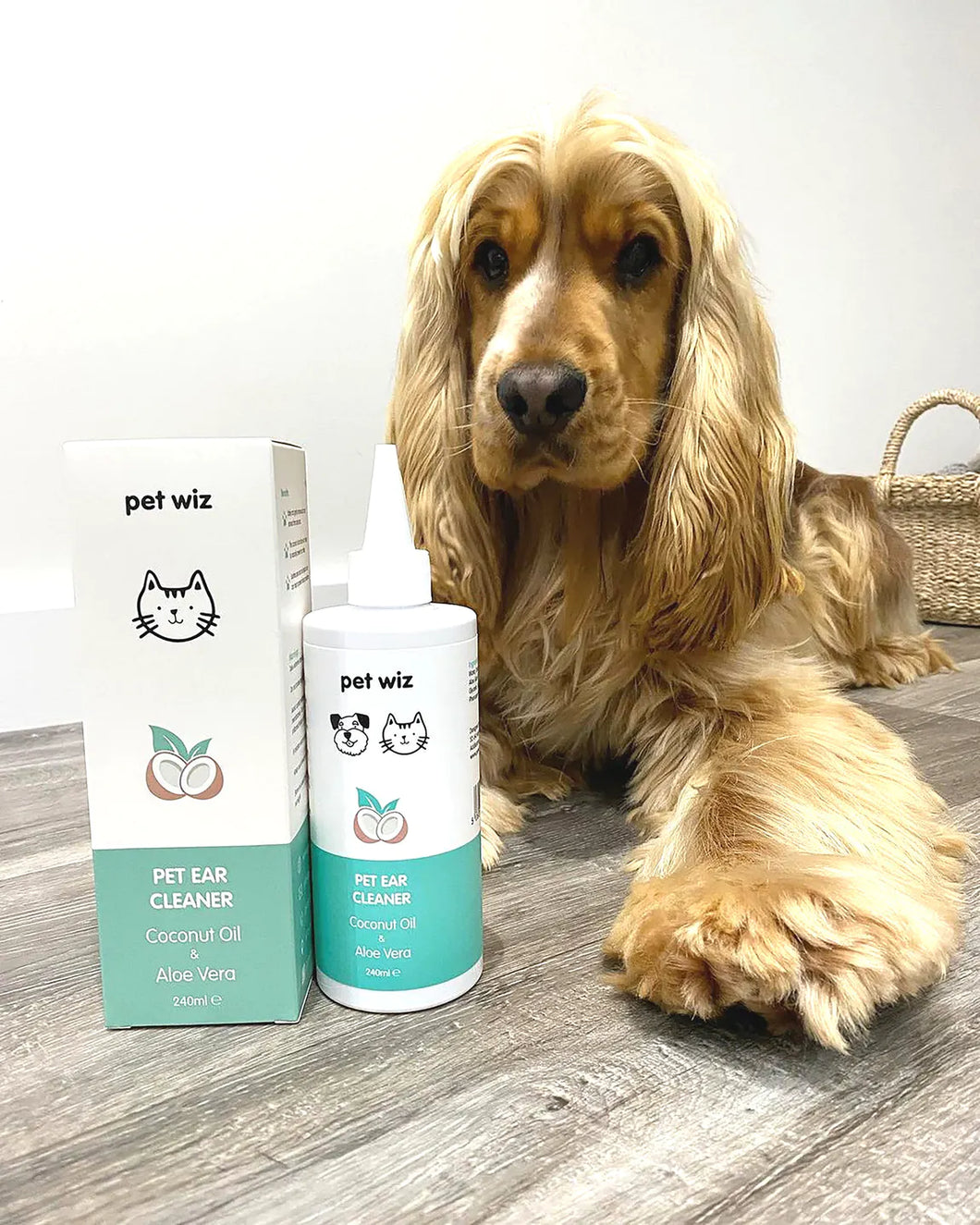 PET WIZ Ear Cleaner for Dogs & Cats - Coconut Oil & Aloe Vera