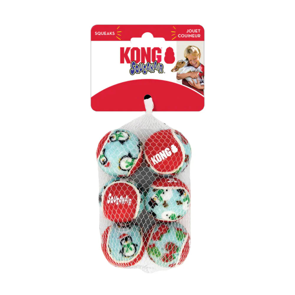 KONG Holiday SqueakAir Dog Toy Balls - 6 pack