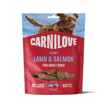 Load image into Gallery viewer, NEW LAMB &amp; SALMON FILLET JERKY DOG TREATS
