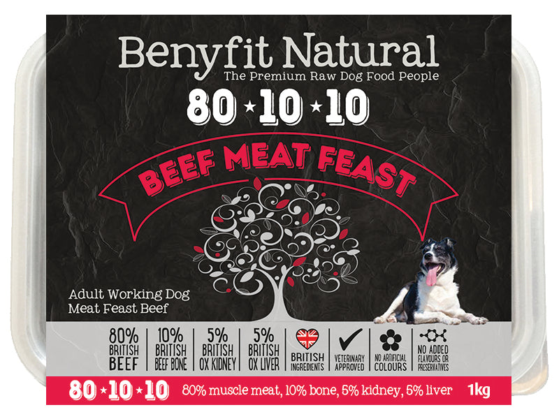 80-10-10 Beef Meat Feast Adult Raw Working Dog Food