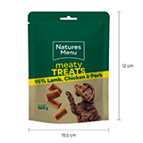 Load image into Gallery viewer, Meaty Treats Lamb, Chicken &amp; Pork 100g

