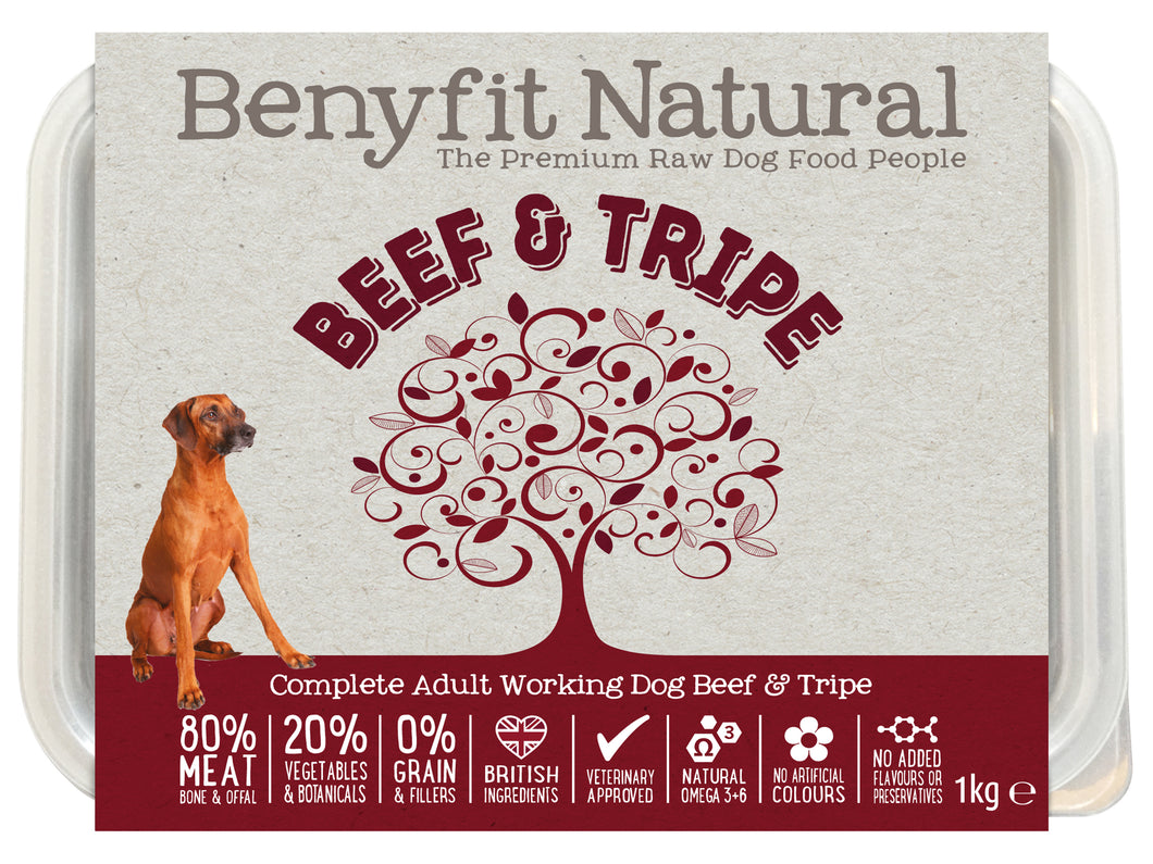 Beef & Tripe Complete Adult Raw Working Dog Food