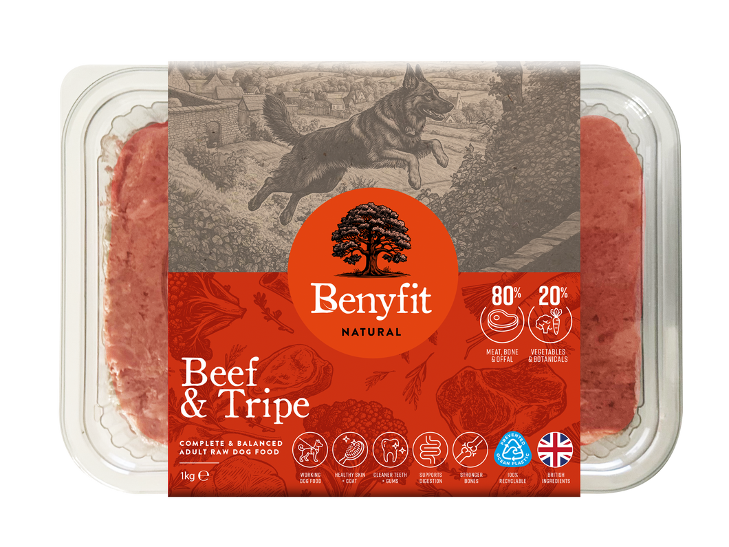 Beef & Tripe Complete Raw Working Dog Food 1kg