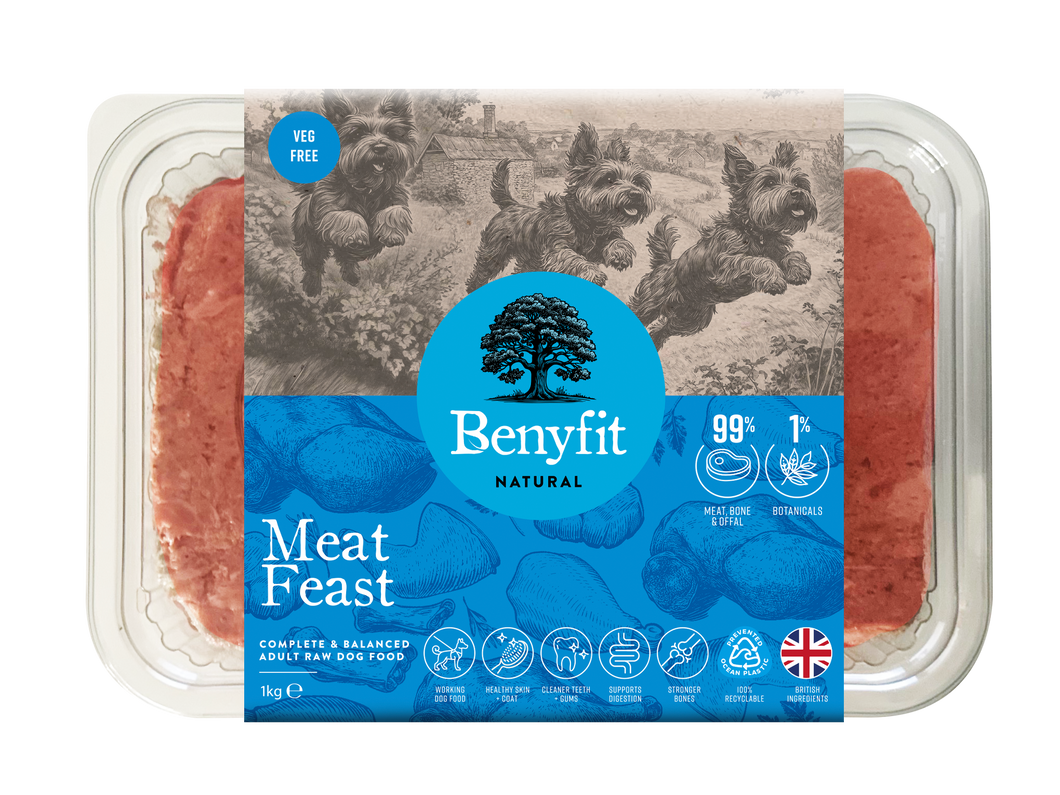 Meat Feast Veg Free Complete Raw Working Dog Food - 1kg