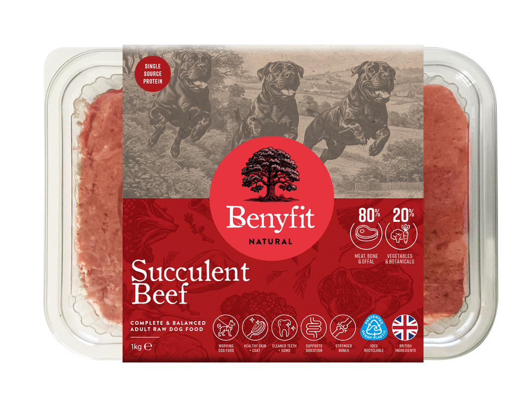 Succulent Beef Complete Raw Working Dog Food 1kg