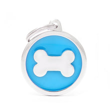 Load image into Gallery viewer, Classic Big Light Blue Circle with Bone ID Tag
