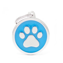 Load image into Gallery viewer, Classic Big Light Blue Circle with Paw ID Tag
