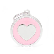 Load image into Gallery viewer, Classic Big Pink Circle with Heart ID Tag
