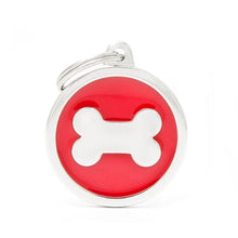 Load image into Gallery viewer, Classic Big Red Circle with Bone ID Tag
