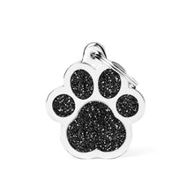 Load image into Gallery viewer, Shine Big Black Glitter Paw ID Tag
