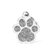 Load image into Gallery viewer, Shine Big Grey Glitter Paw ID Tag
