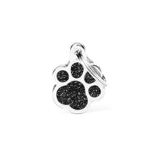 Load image into Gallery viewer, Shine Black Glitter Paw ID Tag
