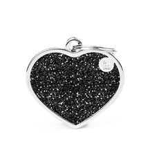 Load image into Gallery viewer, Shine Big Black Glitter Heart ID Tag
