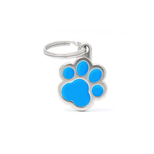 Load image into Gallery viewer, Classic Small Light Blue Paw ID Tag
