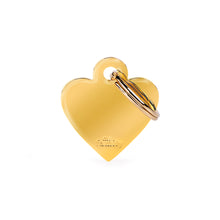 Load image into Gallery viewer, Basic Small Heart ID Tag in Gold-Plated Brass
