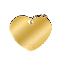 Load image into Gallery viewer, Basic Big Heart ID Tag in Gold-Plated Brass
