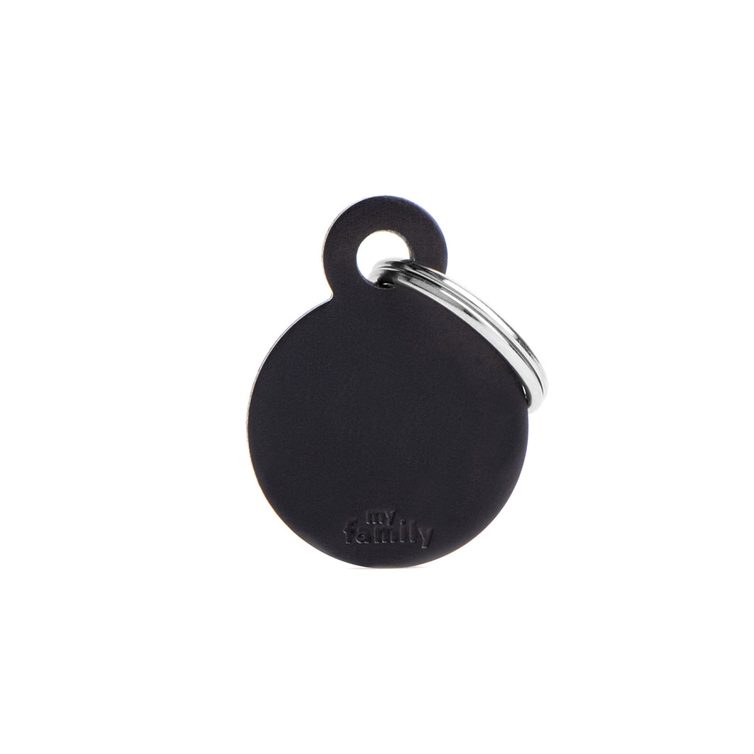 Basic Small Aluminum Black Circle ID Tag