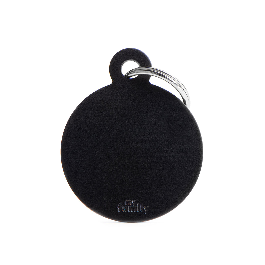 Basic Big Aluminum Black Circle ID Tag