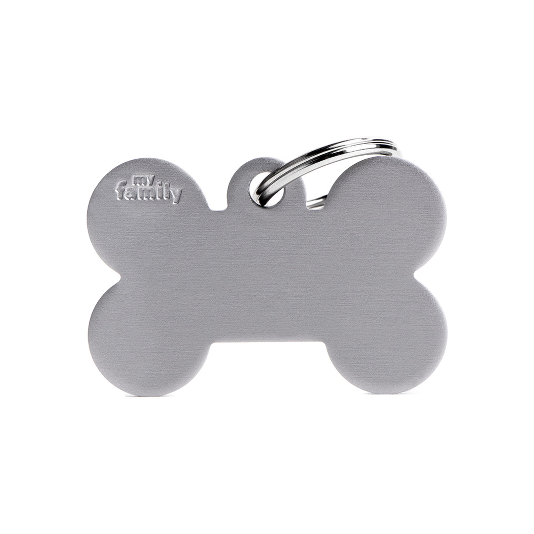 Basic Big Aluminum Gray Bone ID Tag