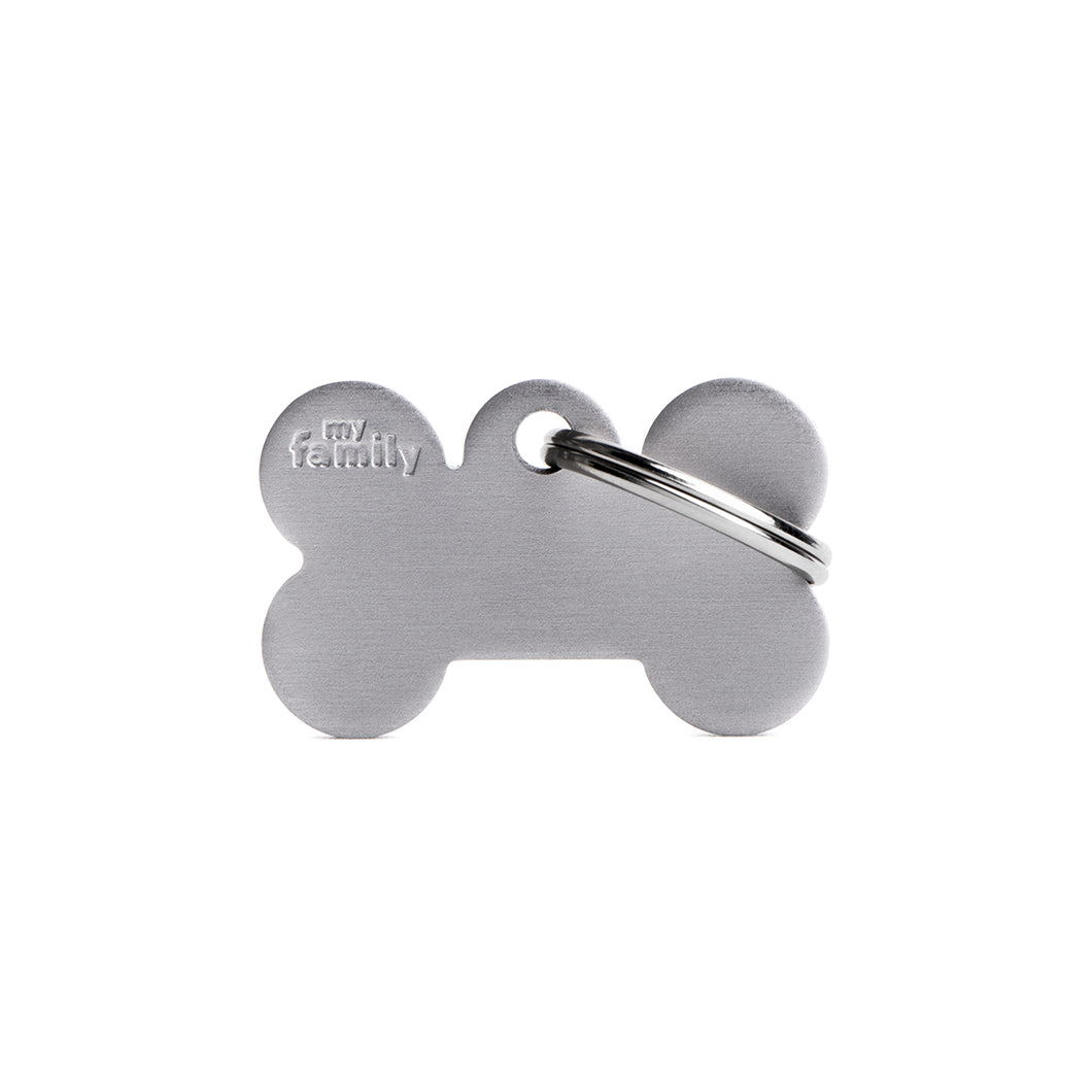 Basic Small Aluminum Gray Bone ID Tag
