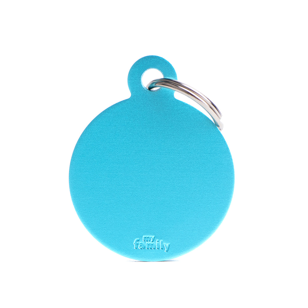 Basic Big Aluminum Light Blue Circle ID Tag