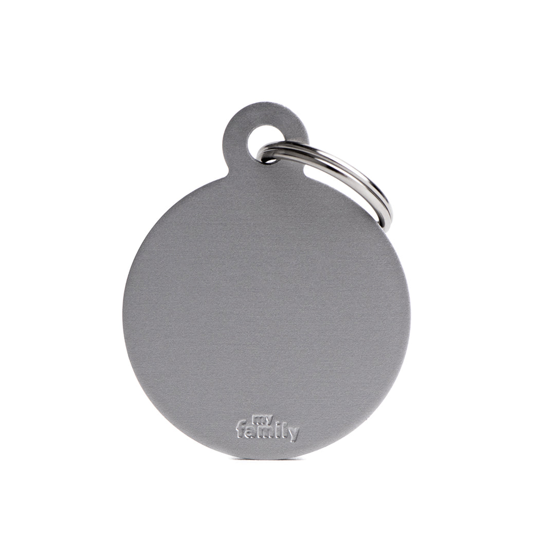 Basic Big Aluminum Gray Circle ID Tag