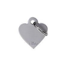 Load image into Gallery viewer, Basic Small Aluminum Gray Heart ID Tag
