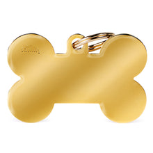 Load image into Gallery viewer, Basic XL Bone ID Tag in Gold-Plated Brass
