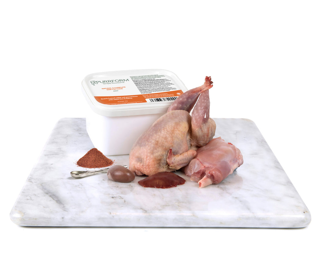 Quail & Farmed Rabbit & Ground Bone with Rabbit Liver & Kidney 450g